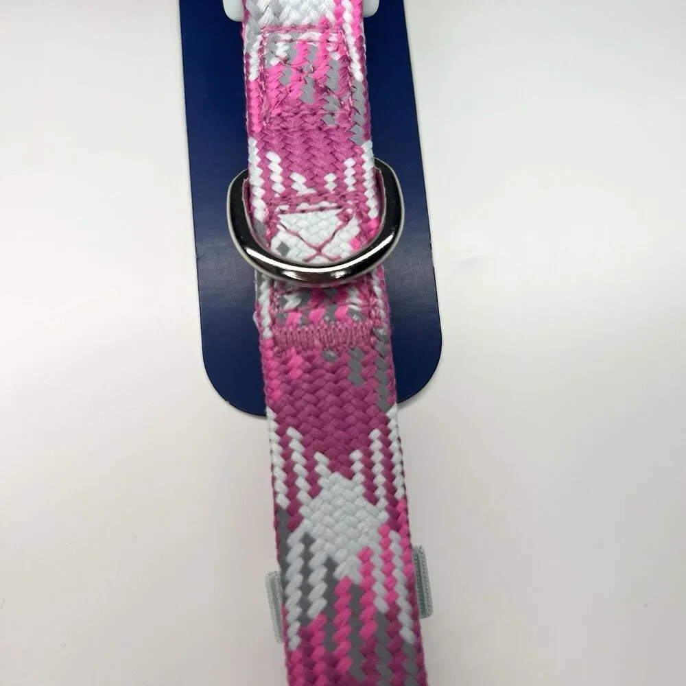 YOULY The Protector Dog Collar Reflective Pink & Gray, M Medium Pet 14”-20”